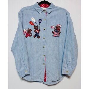 Vintage 90's Casey Max Patriotic Shirt Size Large Novelty Americana‎ Normcore